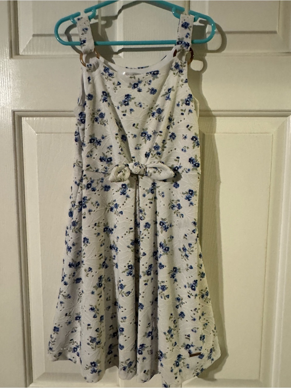 Tahari White Dress with Blue Floral Print